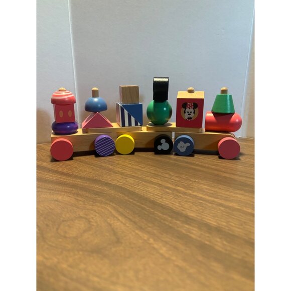 Disney Wooden Stacking Train Toy  Mickey Mouse Wood Block Set Kids Pretend Play - Picture 1 of 8